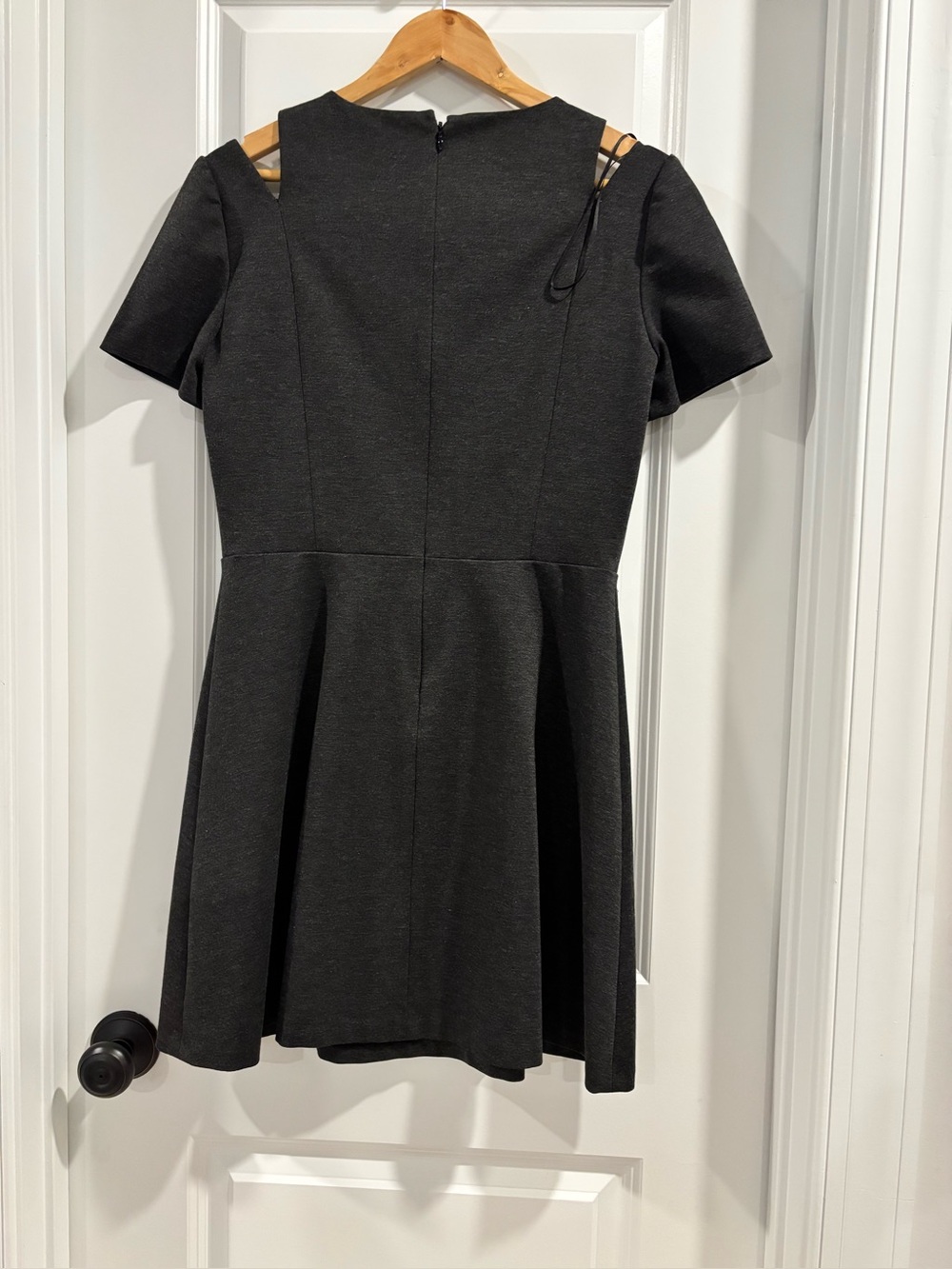 STATE Black and Charcoal Knit Fit-and-Flare Mini Dress